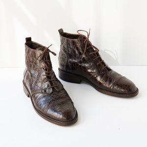 80s - SUSAN BENNIS - WARREN EDWARDS - Boots - Men's - 10 - BRN Crocodile